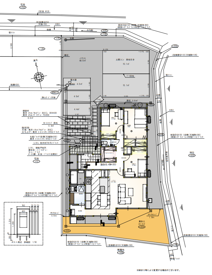 佐賀市新築建売住宅「OURS大和Ⅲ1号地」外構図