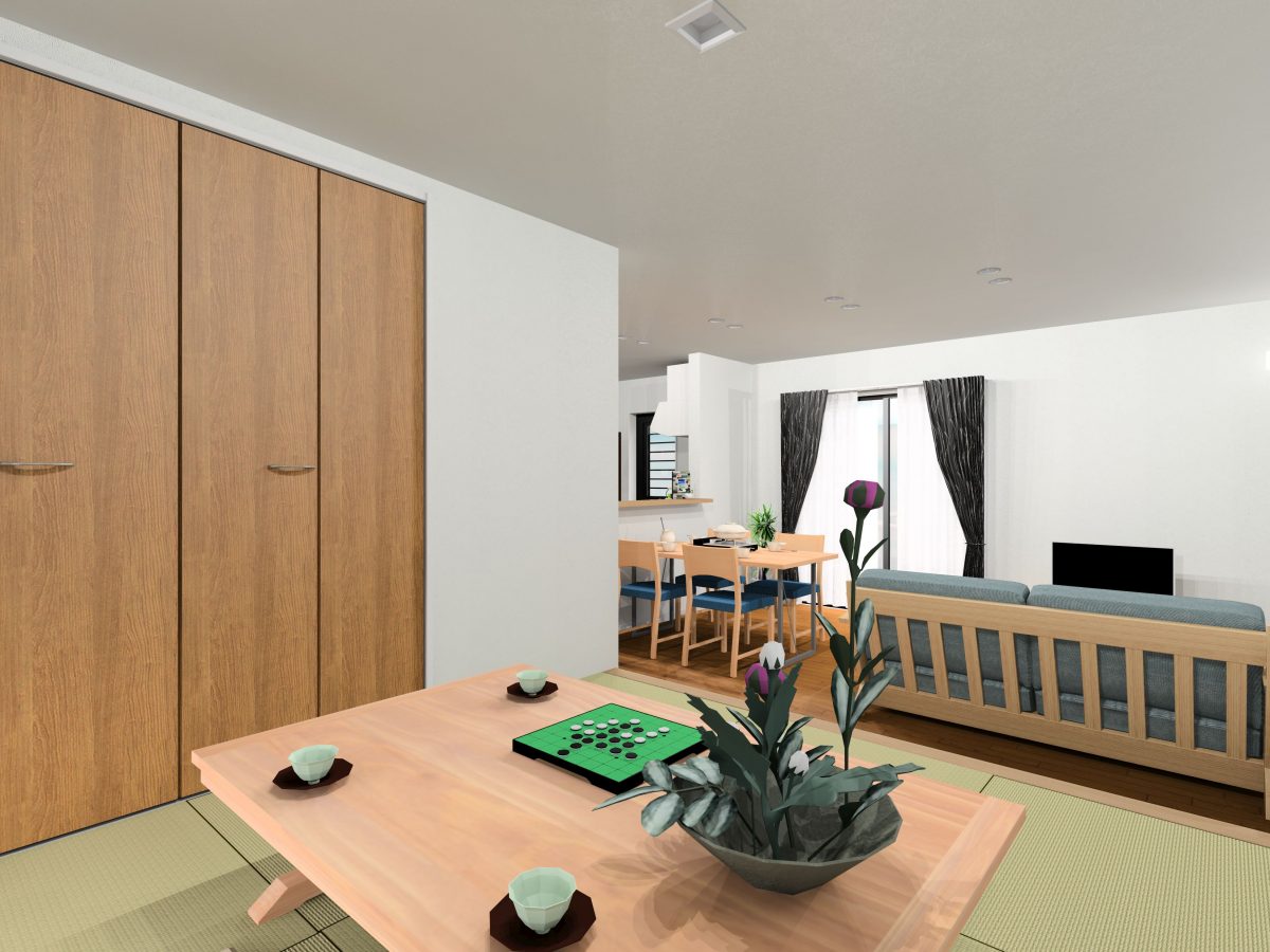 大村市新築建売住宅 「OURS小川内 1号地」「リビング」パース
