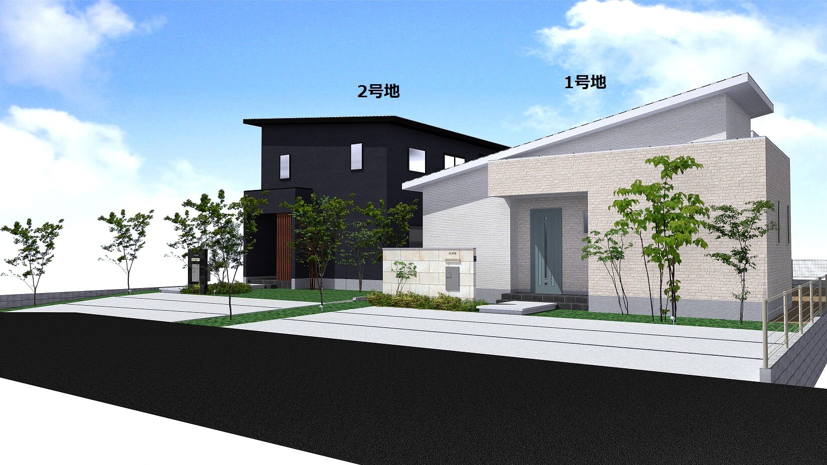 佐賀市兵庫 新築建売住宅「OURS兵庫1号地」外観パース 佐賀市兵庫 新築建売住宅「OURS兵庫」
