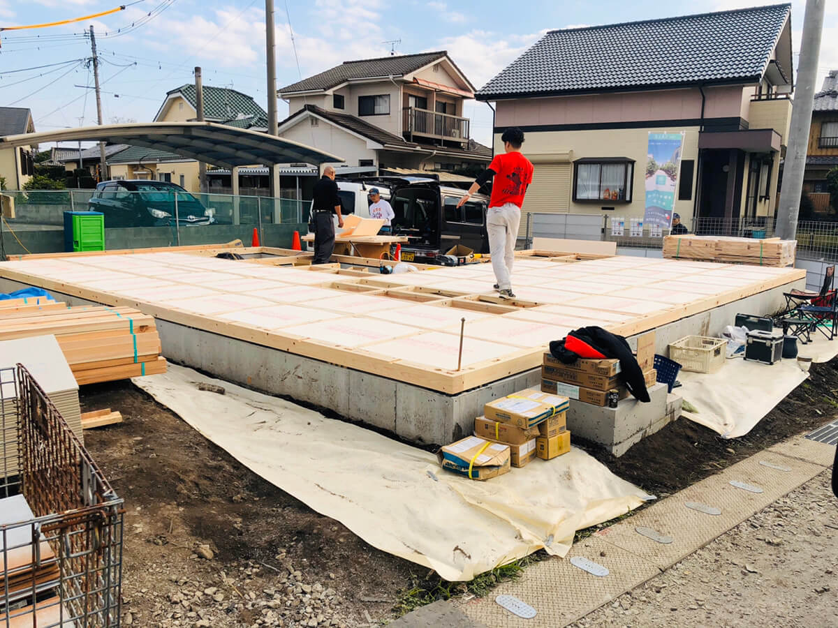 大村市・新築建売住宅「ＯＵＲＳ大川田3号地」土台敷き