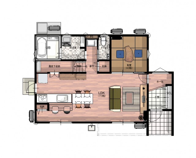 伊万里市 新築戸建建売住宅「OURS脇田」平面図1階 伊万里市 新築戸建建売住宅「OURS脇田」平面図1階