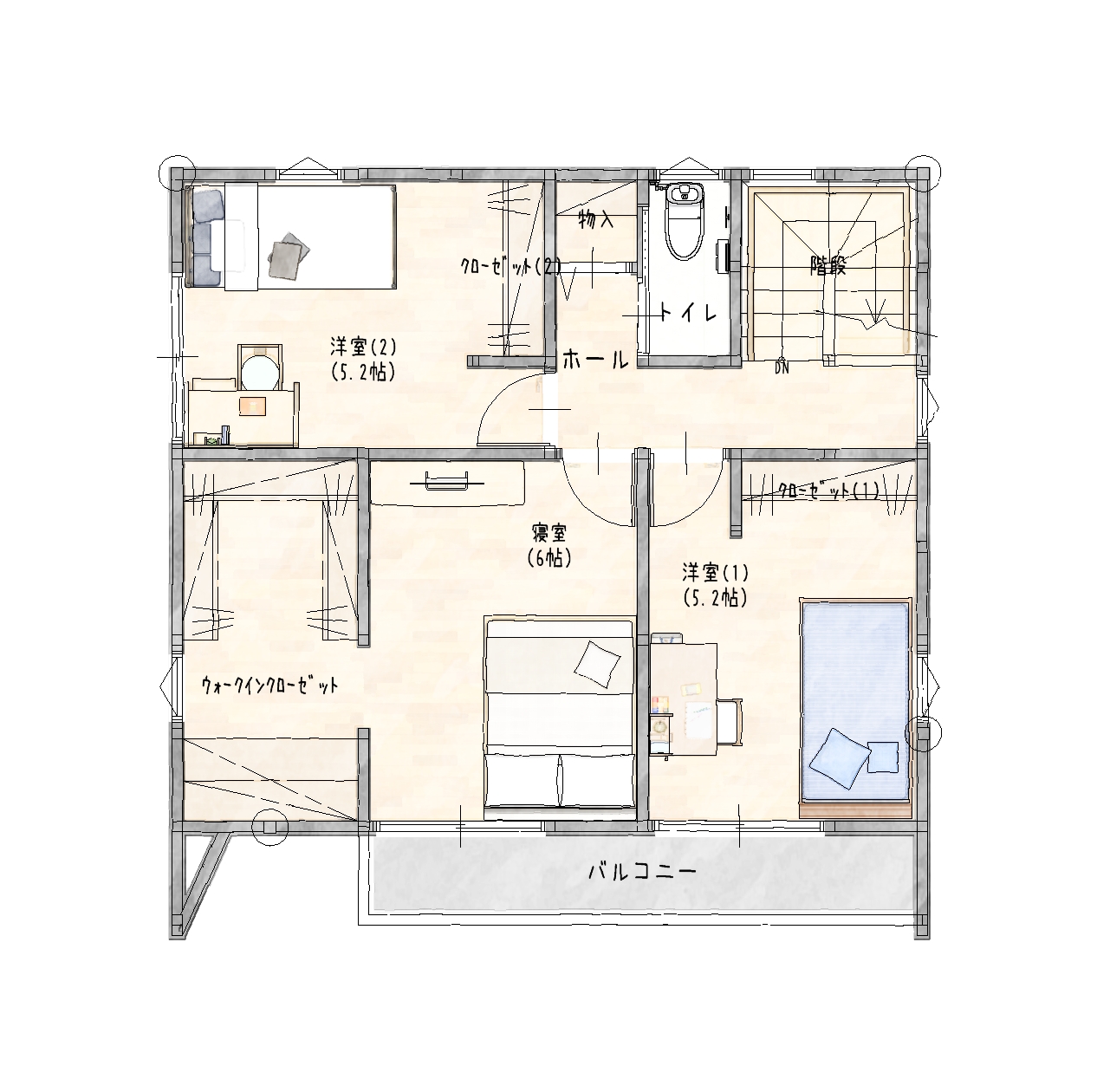 佐賀市新築建売住宅「OURS循誘2号地」2階平面図
