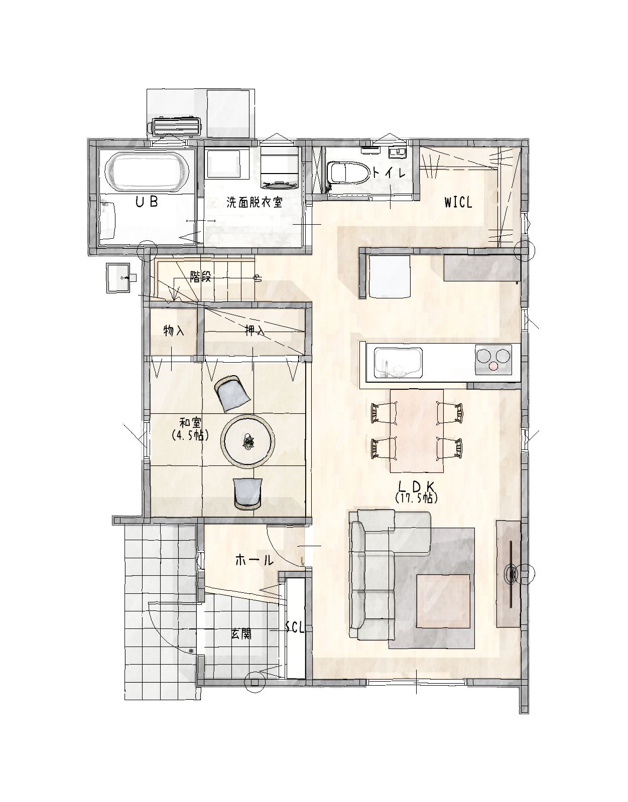 武雄市新築住宅「OURS川良6号地」1階平面図