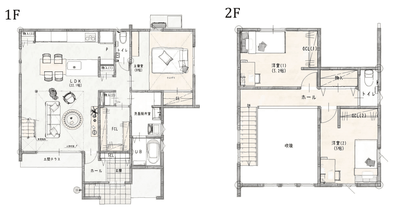 武雄市新築建売住宅「OURS中野Ⅲ1号地」平面図