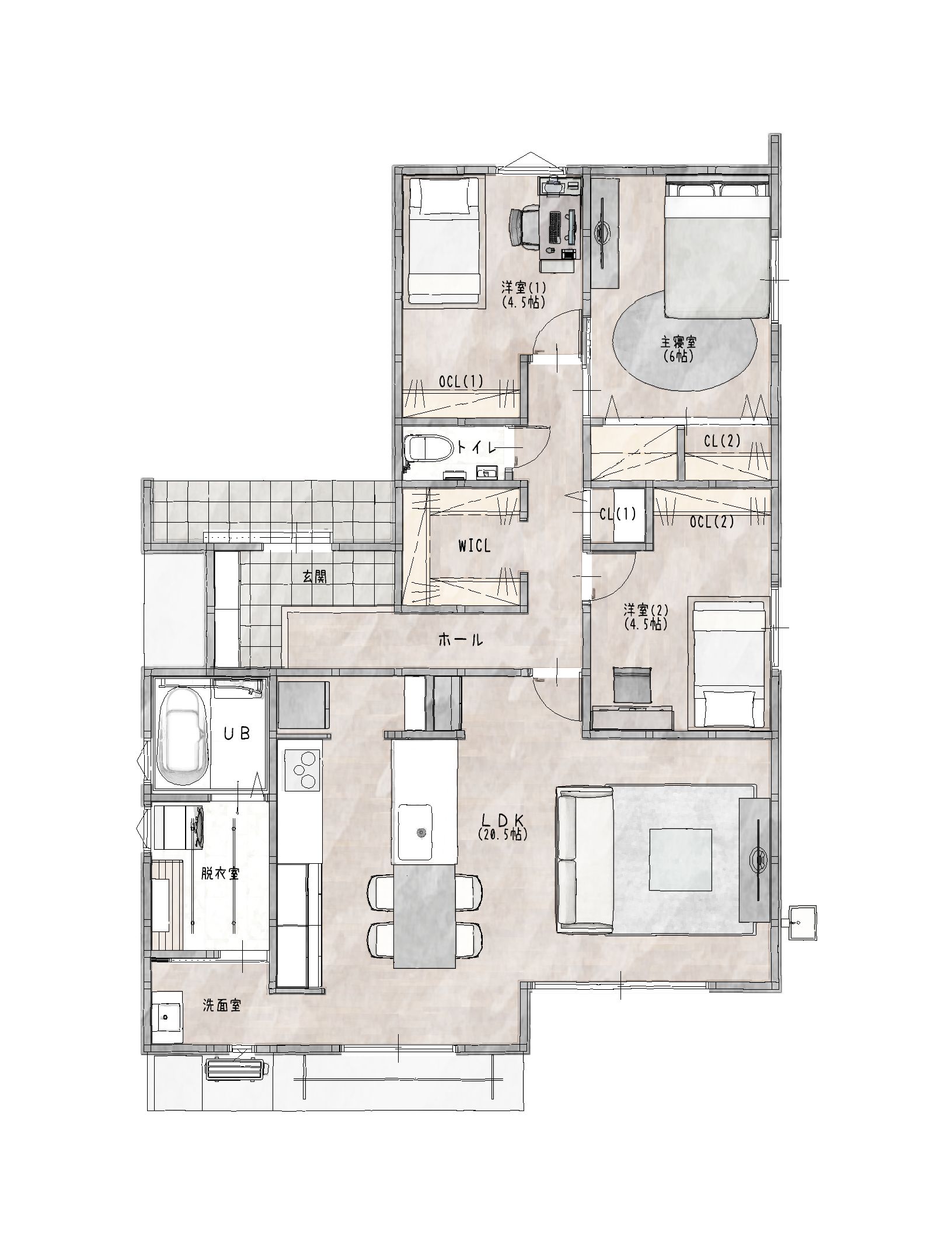 佐賀市新築建売住宅「OURS大和Ⅲ1号地」1階平面図