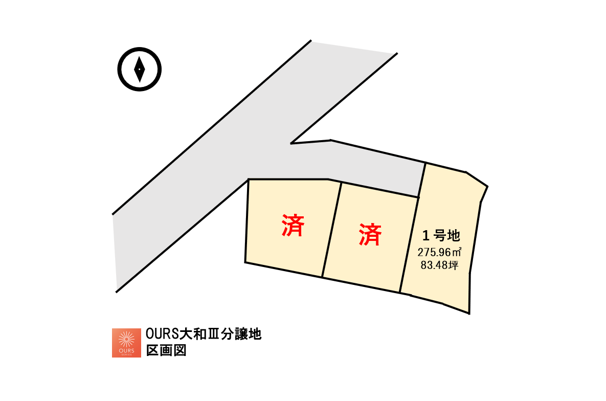 佐賀市新築建売住宅「OURS大和Ⅲ1号地」区画図